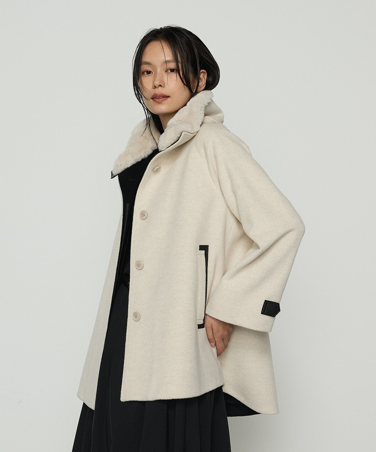COMME CA｜アンゴラウール ・Aラインショートコート | Rakuten Fashion