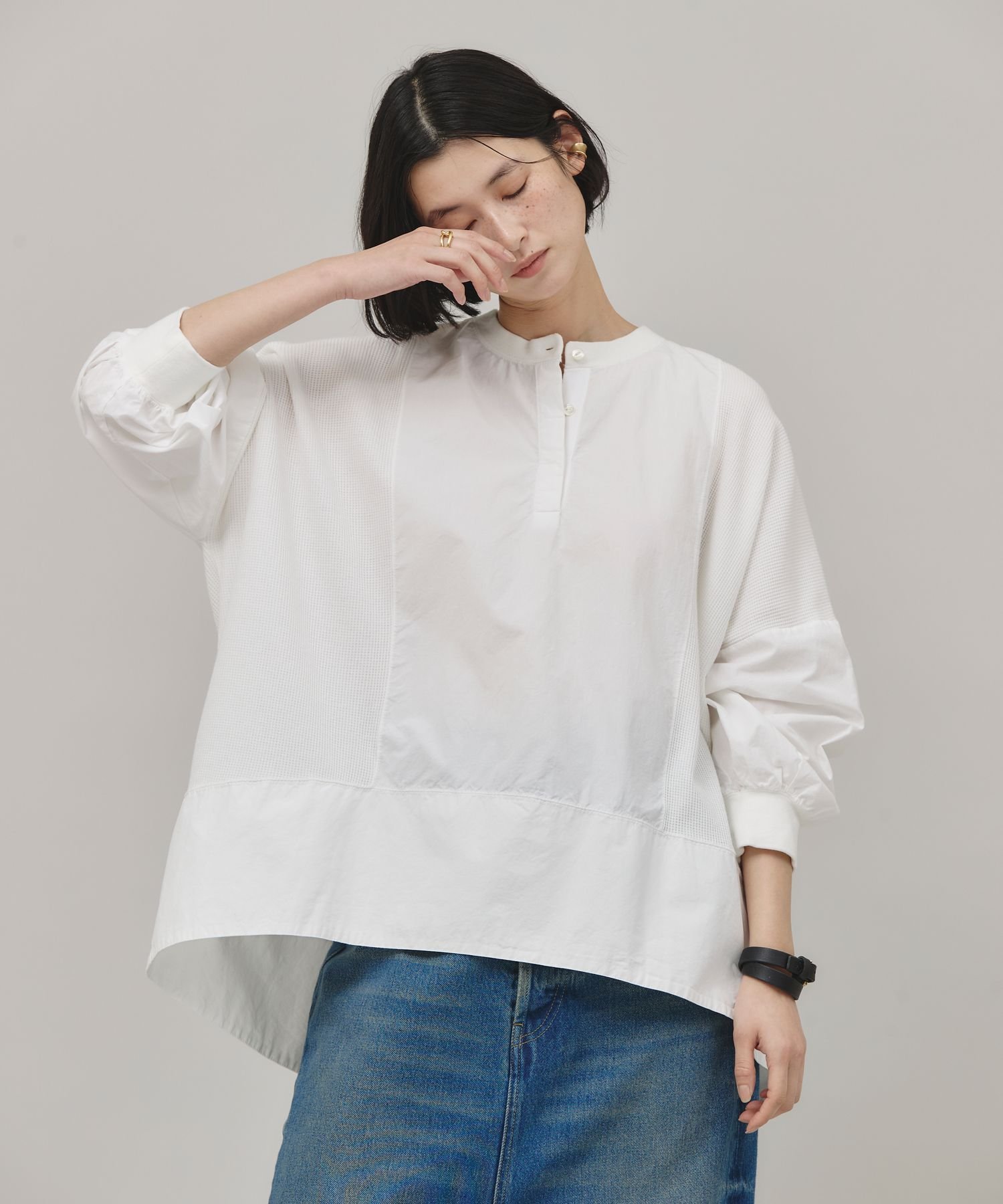 2025AW✨ カレンソロジー ＜&RC＞ワッフルヘンリープルオーバー　黒　F Curensology｜<&RC>ワッフルヘンリープルオーバー | Rakuten Fashion