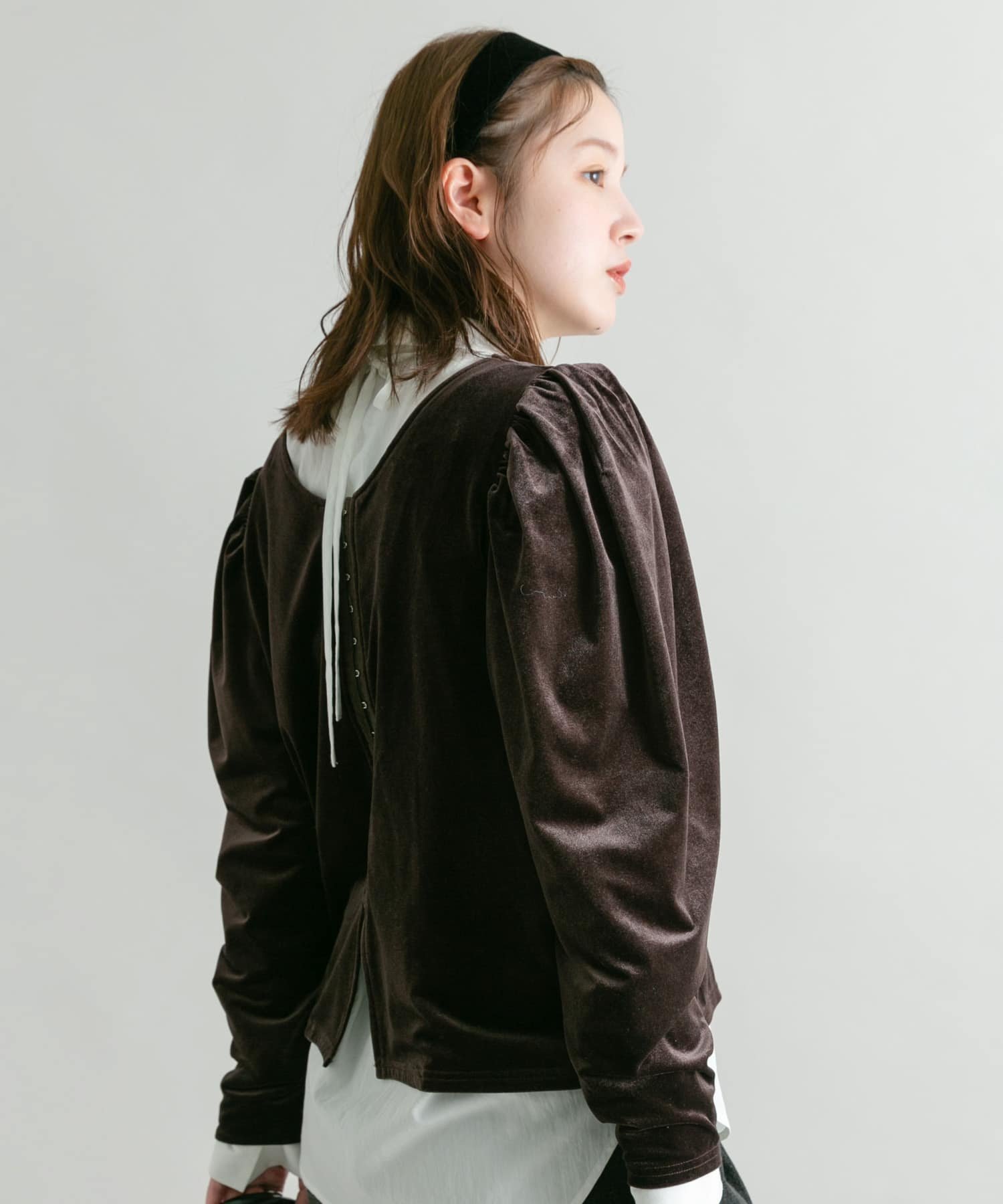 KBF｜パフスリーブ2WAYベロアトップス | Rakuten Fashion(楽天