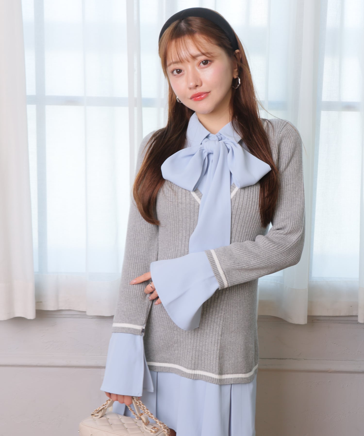 LIP SERVICE｜LIP SERVICE/(W)シャツドッキングプリーツワンピース