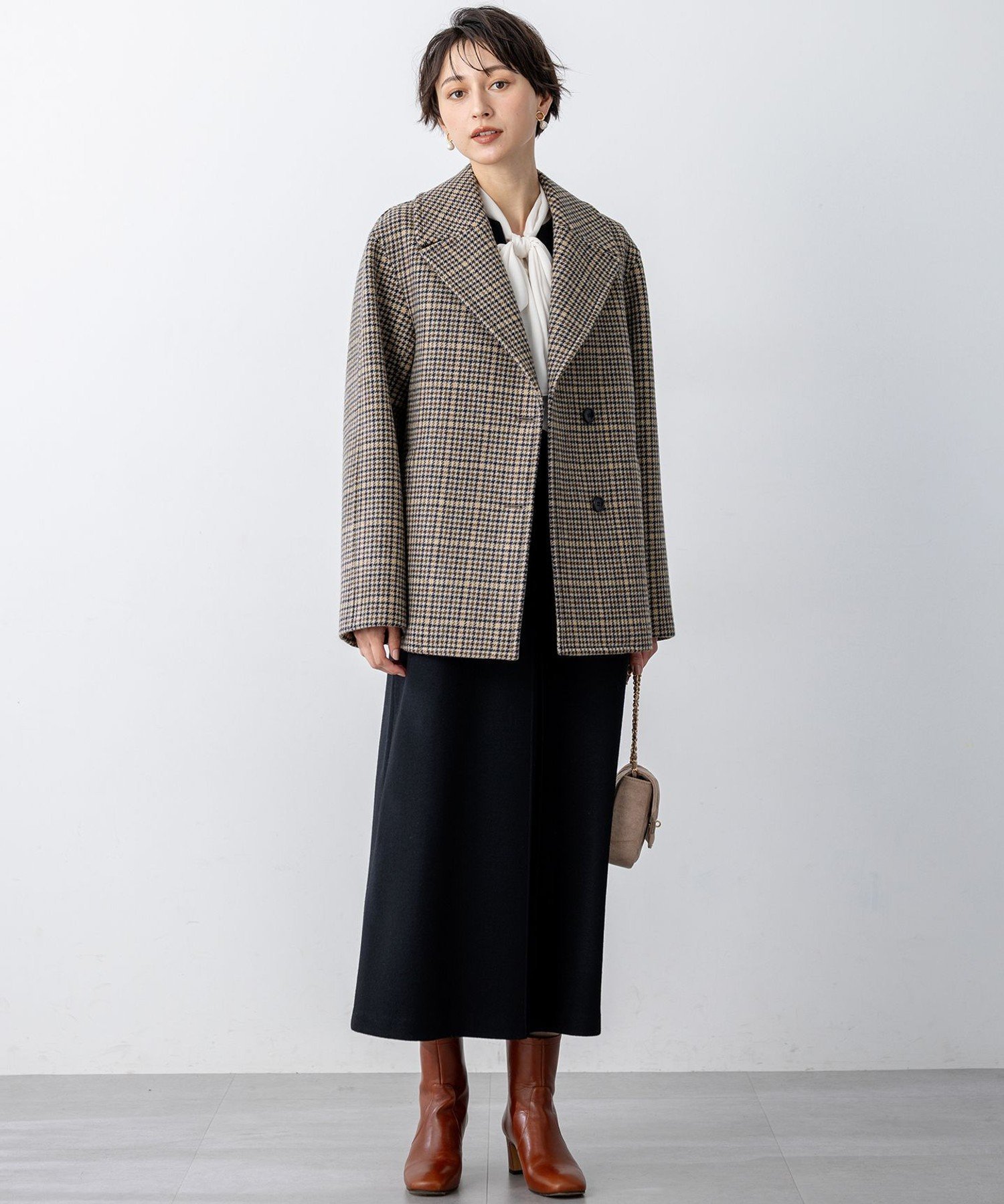 23区｜ウールミルドジャージー ボックスタック ジャンパースカート