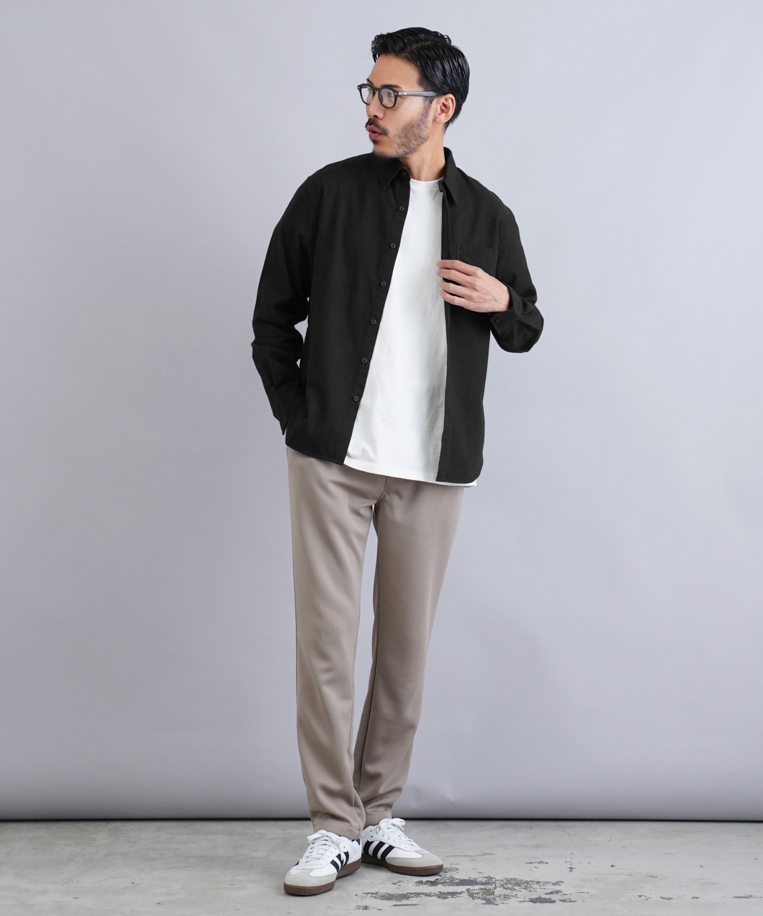 JIGGYS SHOP｜無地レギュラーカラー 長袖 フランネルシャツ 26SS