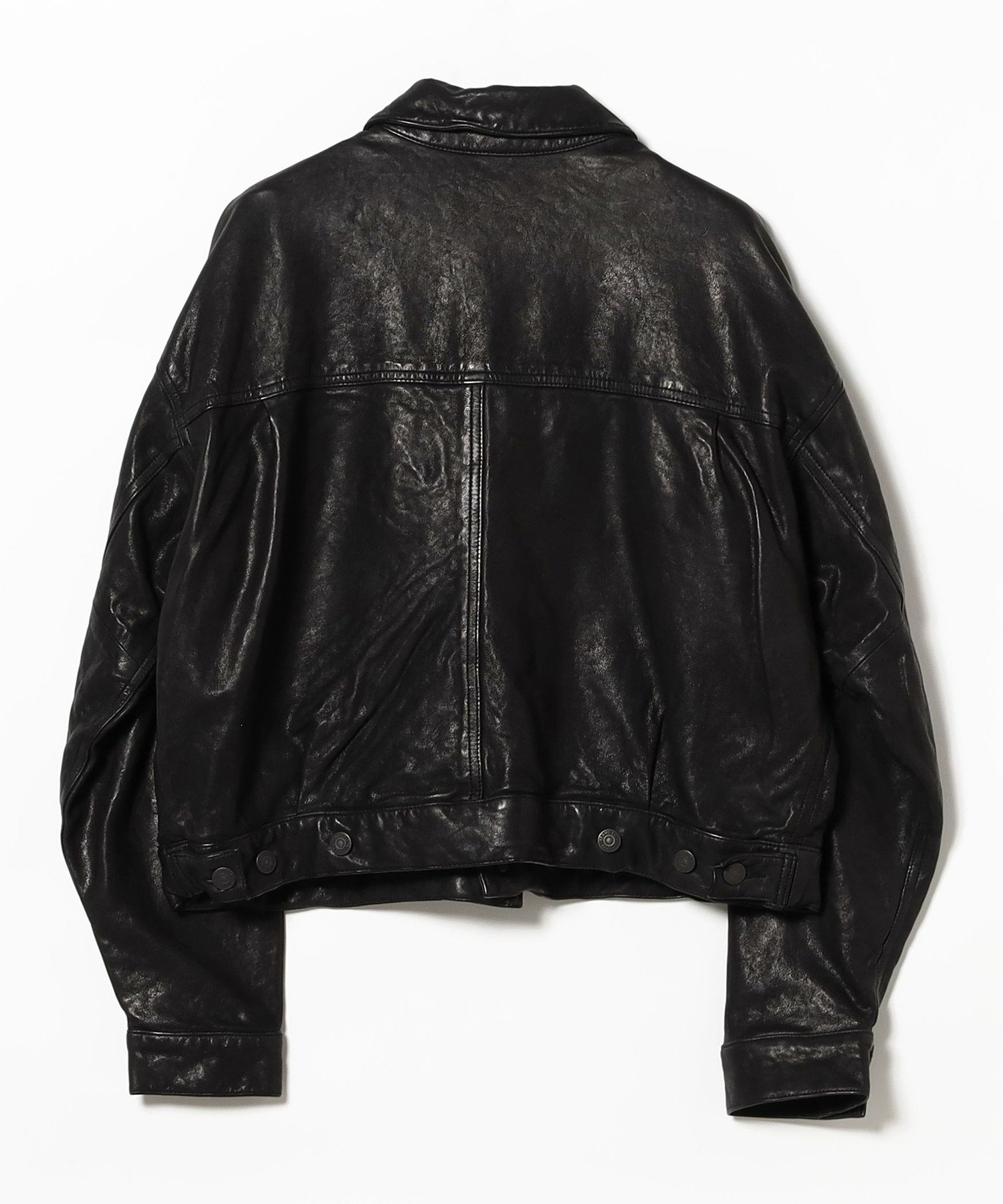 BEAMS MEN｜ワイドショートフィット シープレザー ジャケット