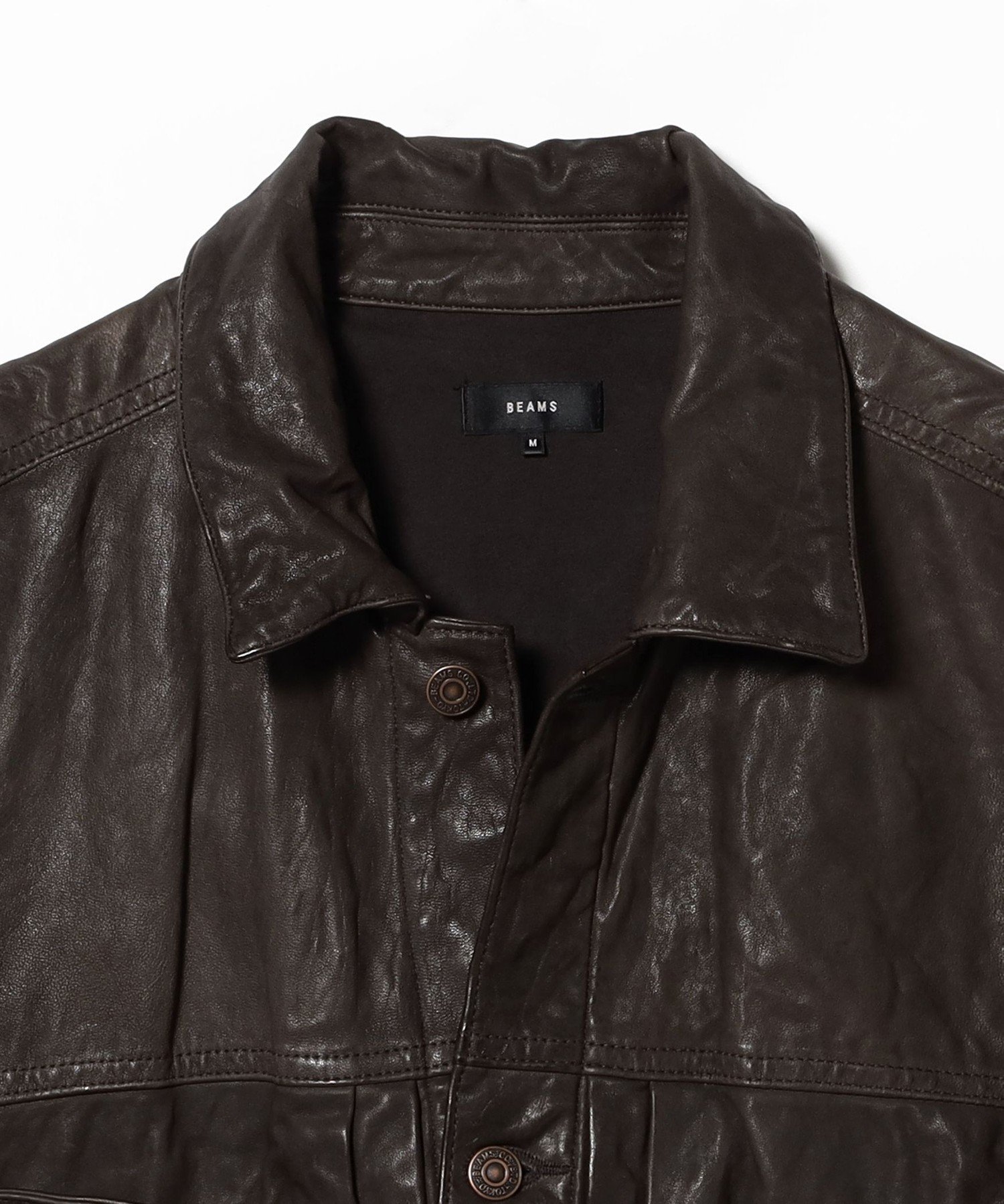 BEAMS MEN｜ワイドショートフィット シープレザー ジャケット