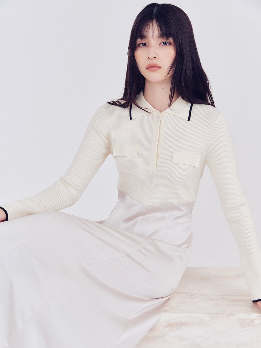 FRAY I.D｜オープンポロカラーニットワンピース | Rakuten Fashion