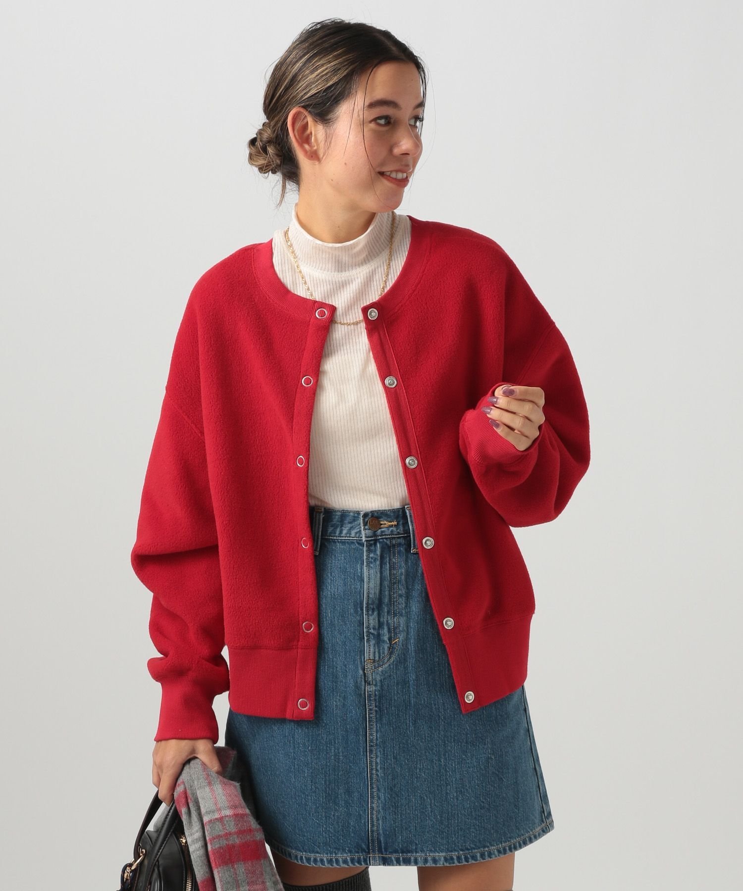 BAYFLOW｜[前後で着られる]2WAYフリースショートカーディガン