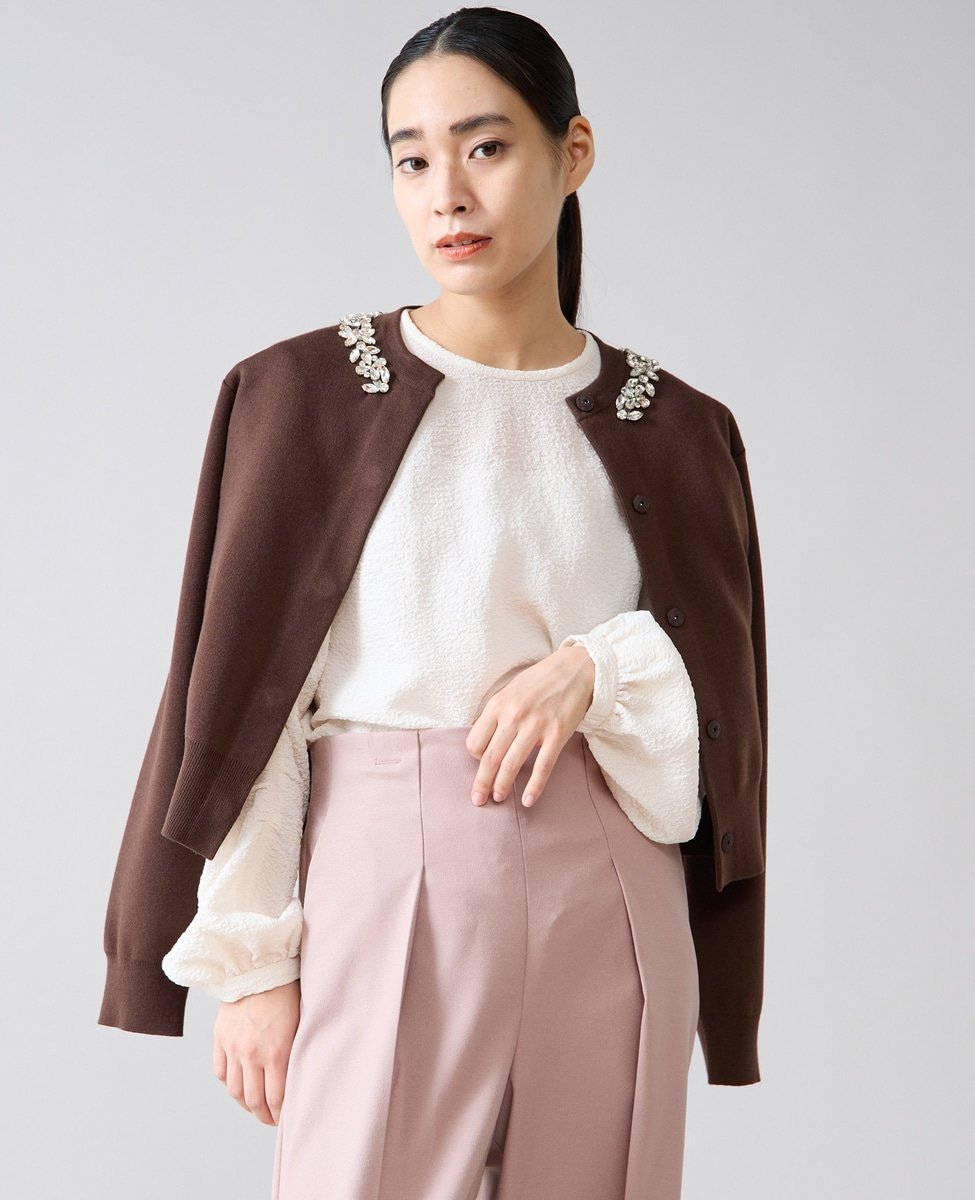TIARA｜ビジューネックカーディガン | Rakuten Fashion(楽天