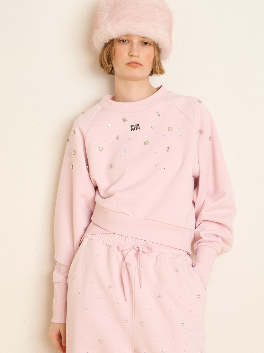 FURFUR｜ビジュー付きロゴ刺繍スウェット | Rakuten Fashion(楽天