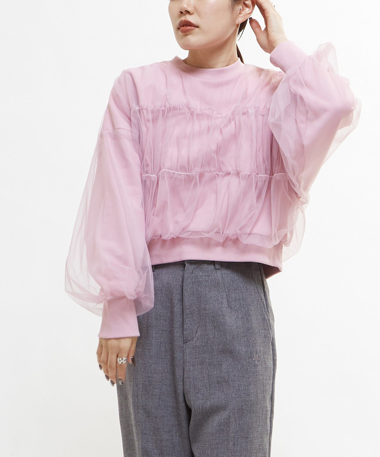 CONVERSE TOKYO｜SHIRRING TULLE DOCKING SWEAT | Rakuten Fashion