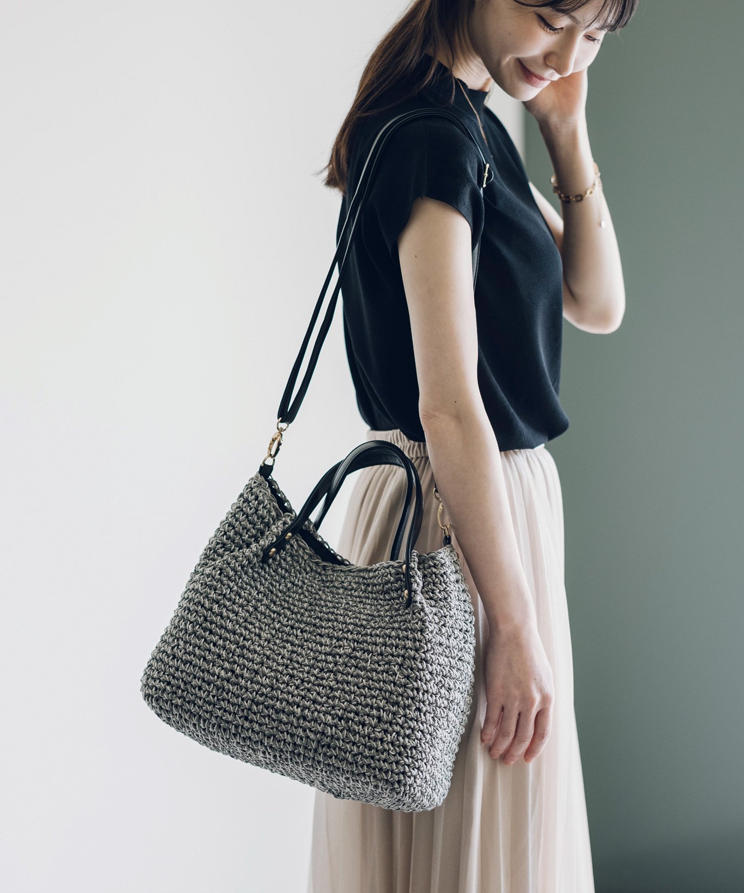 KAGOnoMORI｜チクチクしない 2way 手編み かごバッグ ショルダーバッグ