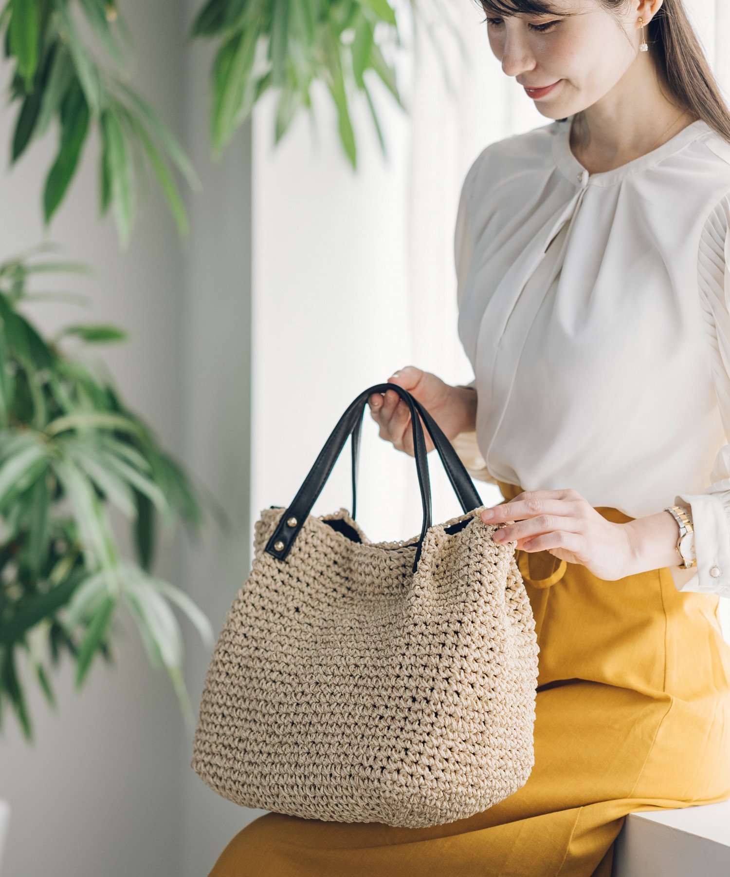 KAGOnoMORI｜チクチクしない 2way 手編み かごバッグ ショルダーバッグ