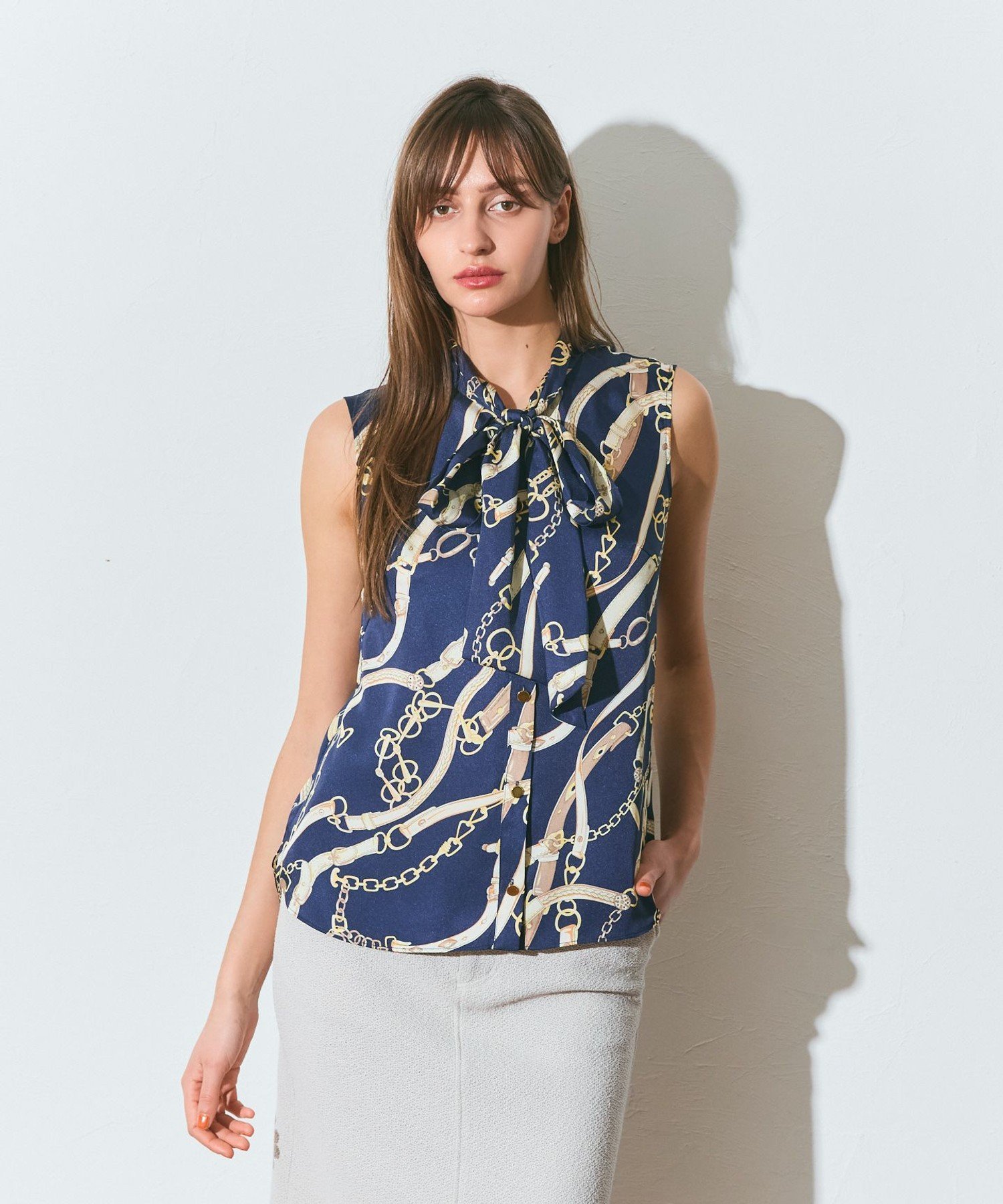 GRACE CONTINENTAL｜チェーンプリントボウタイブラウス | Rakuten