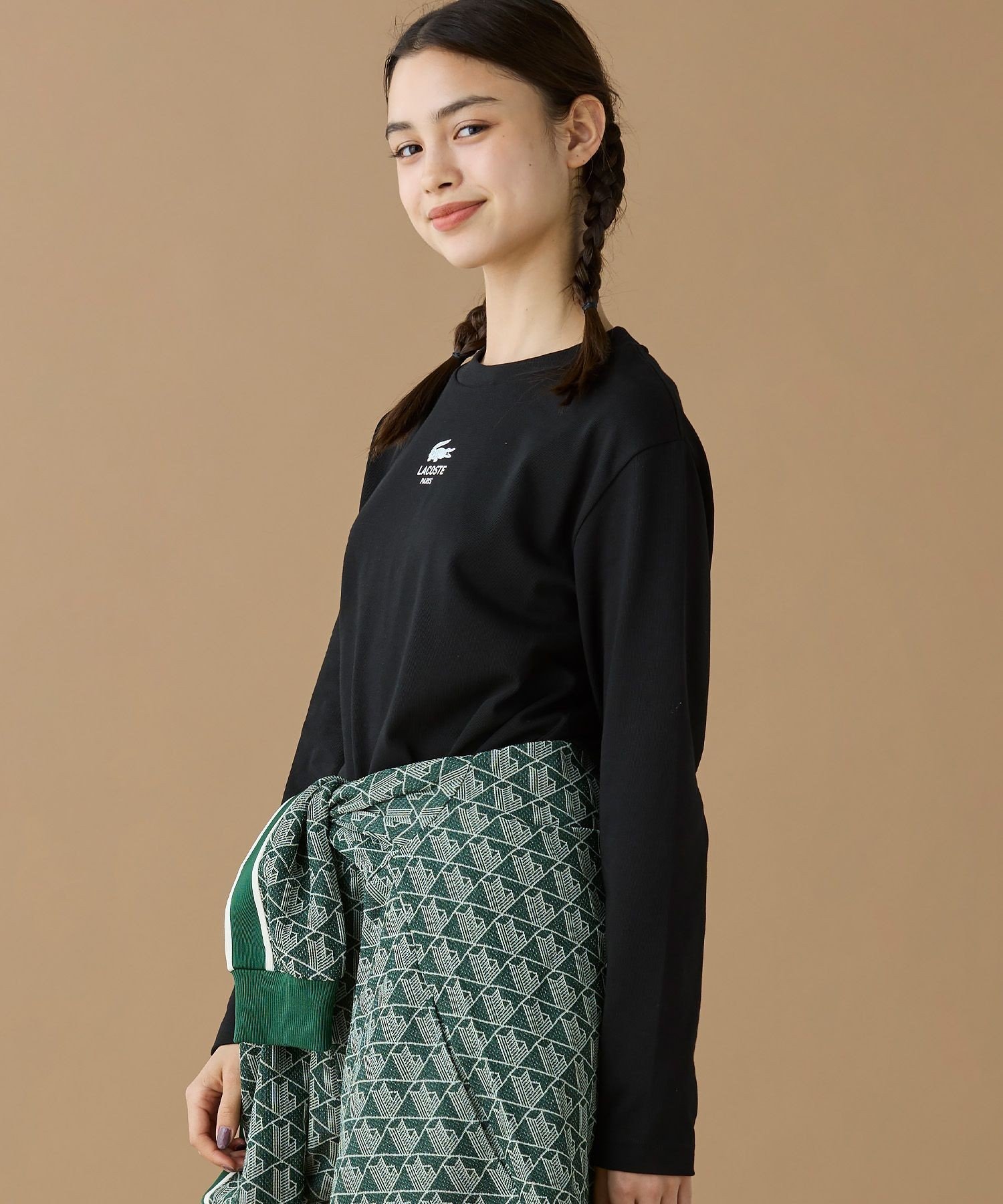 LACOSTE｜オーバーサイズ PARISロゴ ヘビーウェイト 長袖Tシャツ