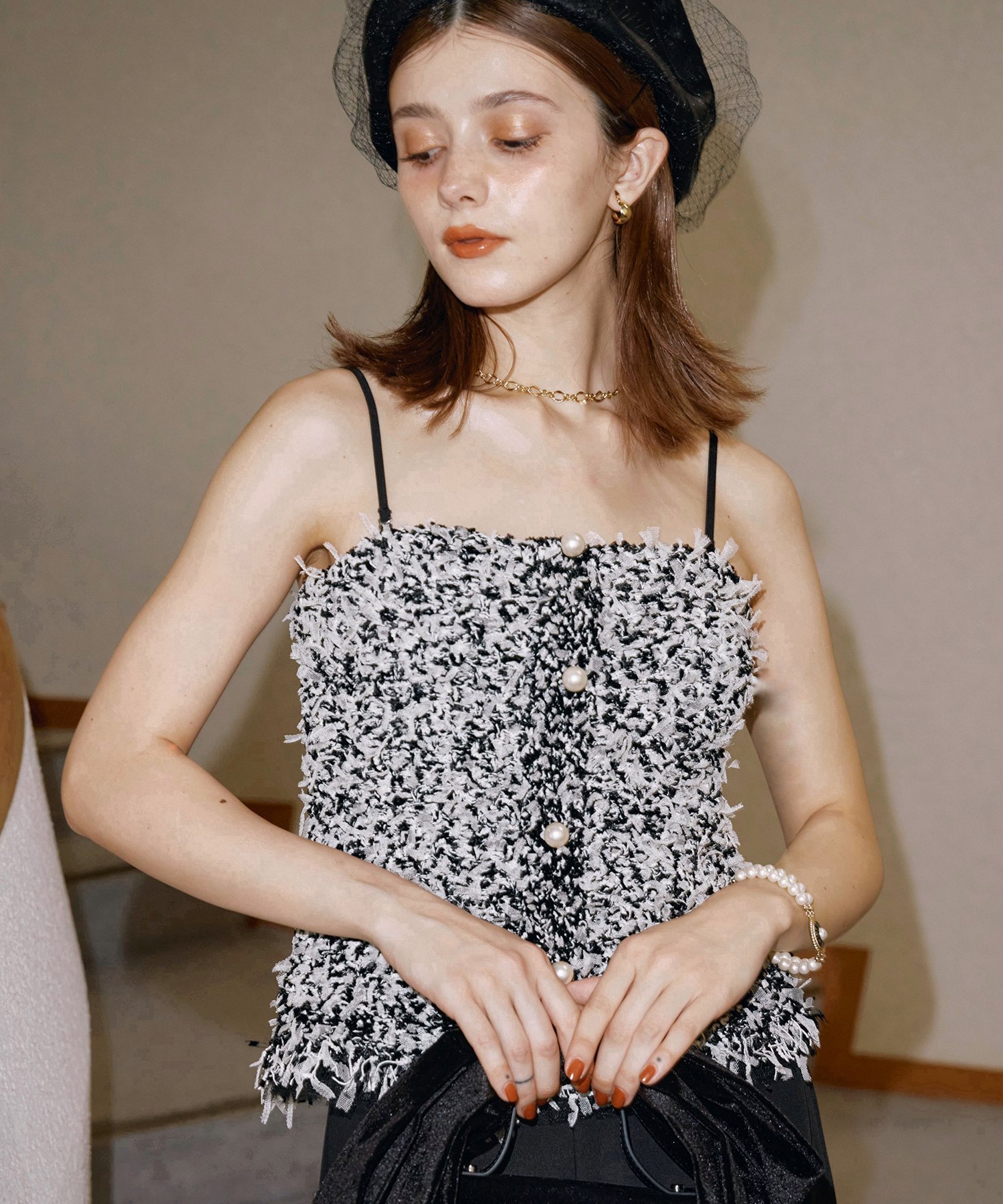 EIMY ISTOIRE｜チュールミックスニットツイードコンビネゾン | Rakuten