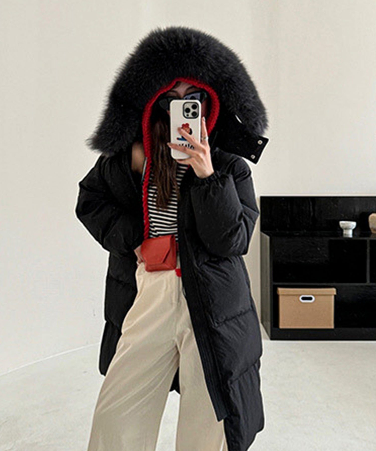 aimoha｜aimoha -select-/ふわふわフォックスファーフードロングダウン