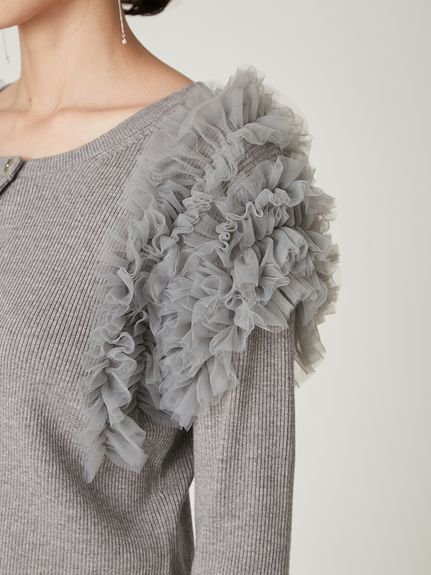 FRAY I.D｜ショルダーチュールフリルニットカーディガン | Rakuten