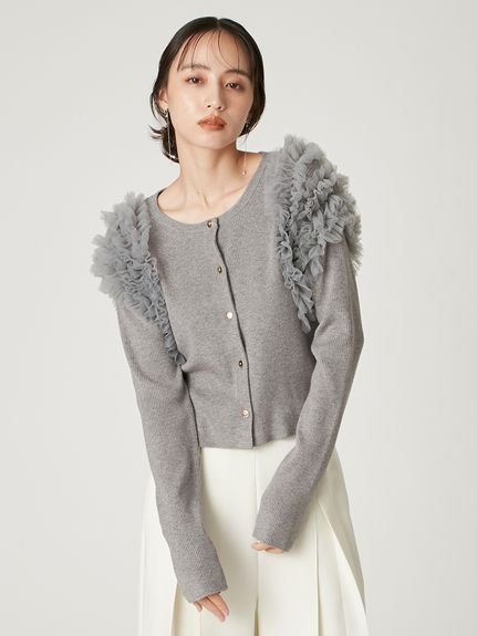 FRAY I.D｜ショルダーチュールフリルニットカーディガン | Rakuten