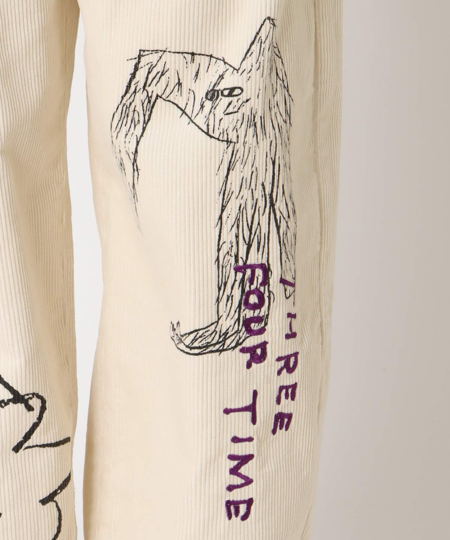 Three Four Time｜Three Four Time/落書き刺繍コーデュロイパンツ