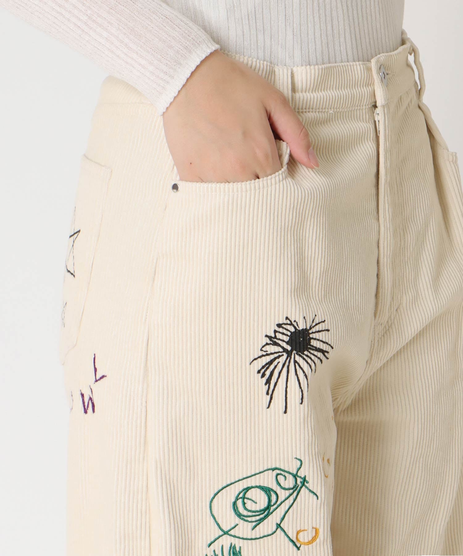 Three Four Time｜Three Four Time/落書き刺繍コーデュロイパンツ