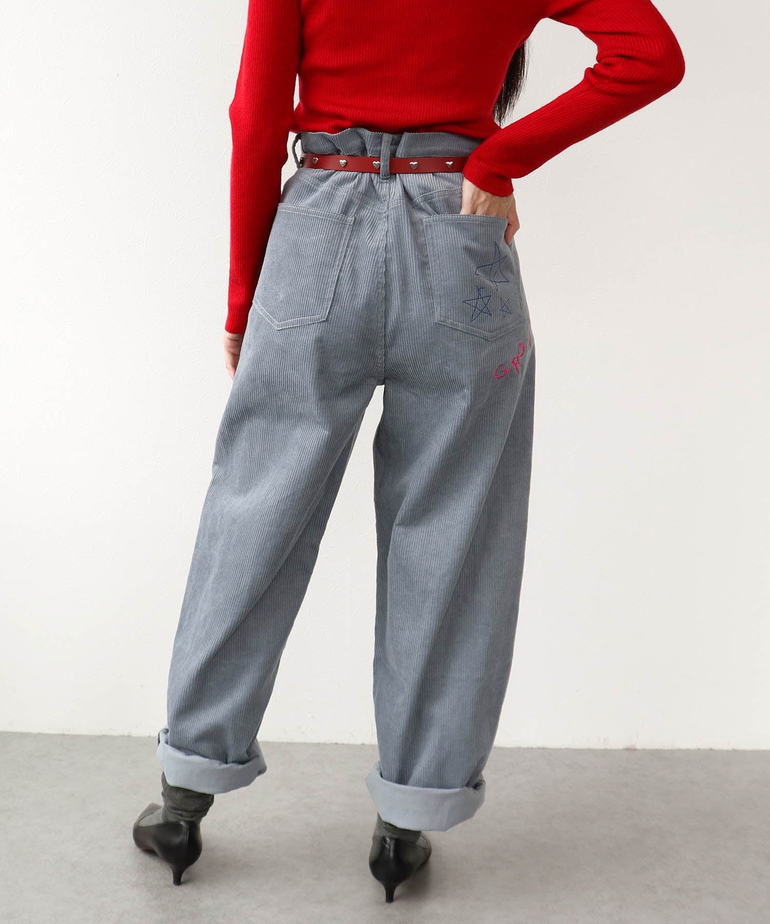 Three Four Time｜Three Four Time/落書き刺繍コーデュロイパンツ