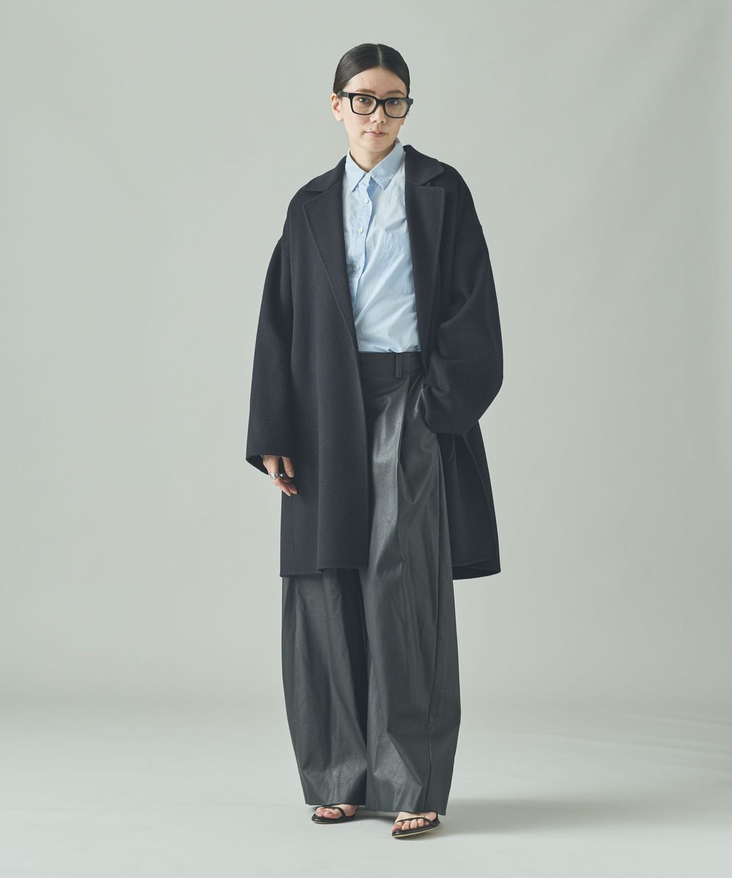 【出品明日まで】カレンソロジー ウールカシミヤビーバーコート　ネイビー 出品明日まで】カレンソロジー ウールカシミヤビーバーコート ネイビー