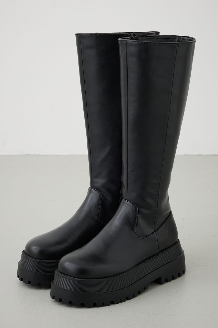 SLY｜【SNSで話題の美脚チートブーツ!】SQUARE TOE KNEE ブーツ