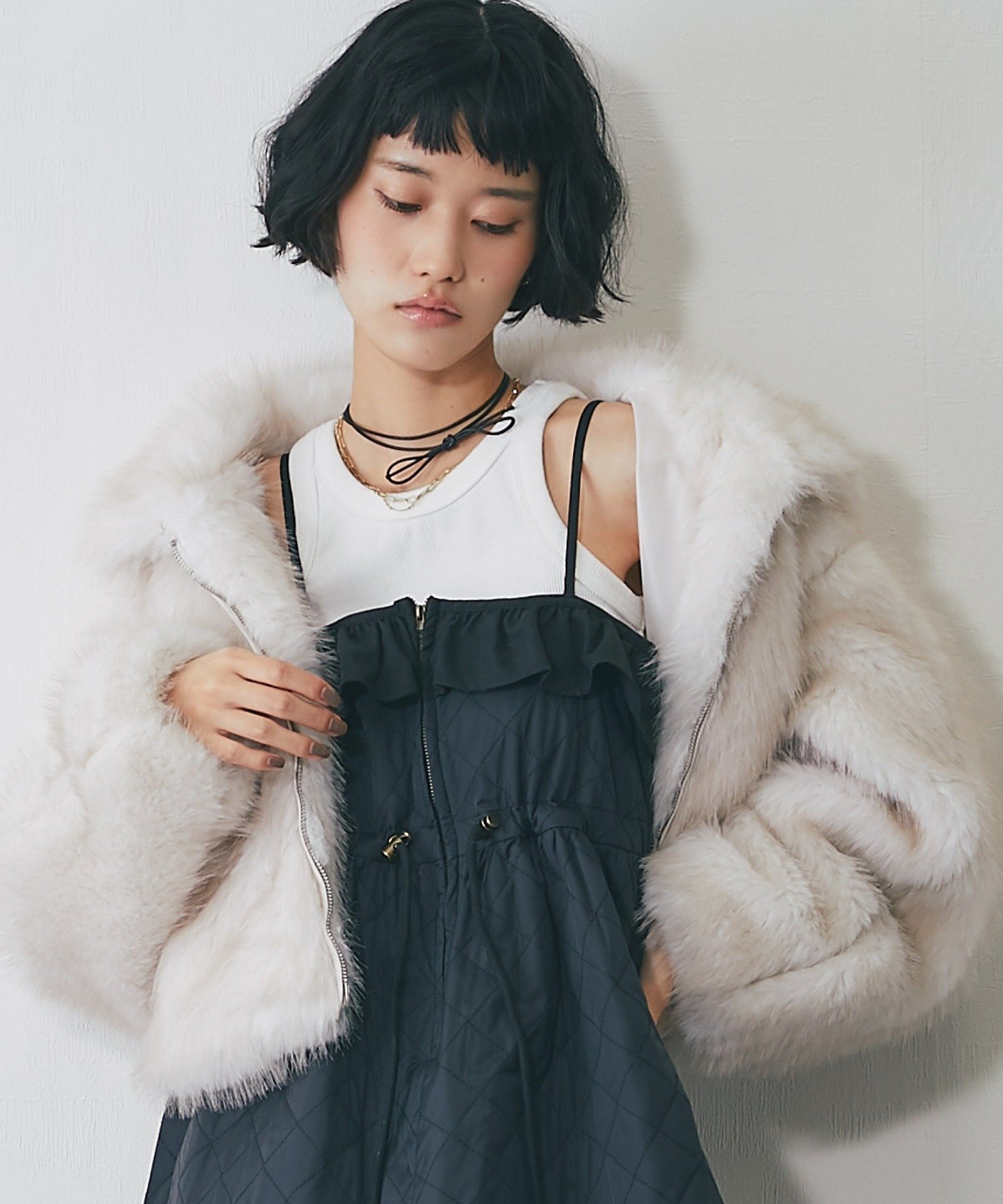 SMILE ORCHID｜ミックスファーショート丈ジャケット | Rakuten Fashion