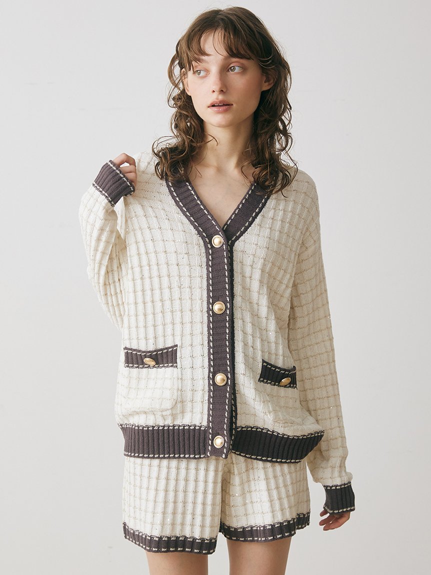SNIDEL HOME｜ラメニットツイードカーディガン | Rakuten Fashion(楽天