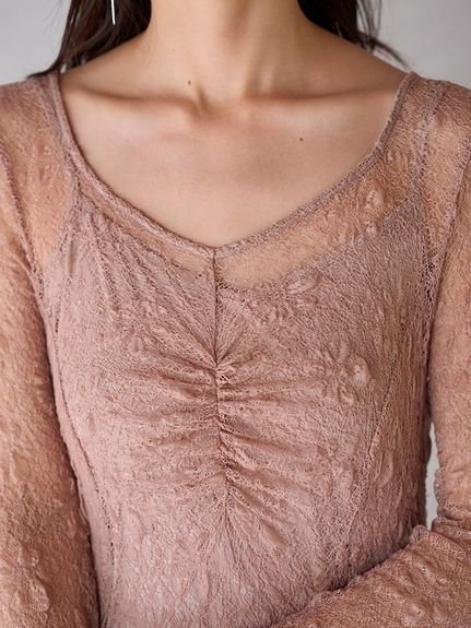 SNIDEL｜フロントギャザーレースドレス | Rakuten Fashion(楽天