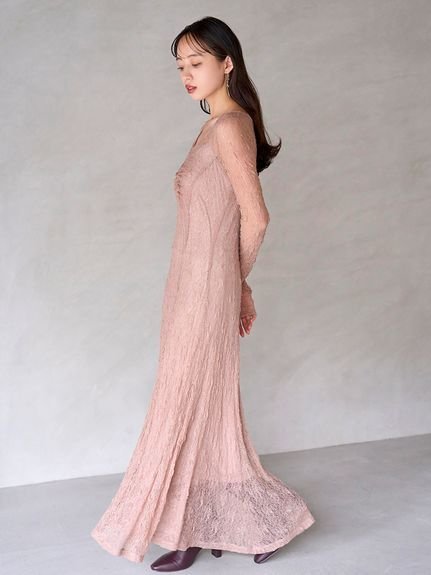 SNIDEL｜フロントギャザーレースドレス | Rakuten Fashion(楽天