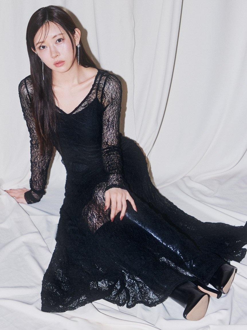 SNIDEL｜フロントギャザーレースドレス | Rakuten Fashion(楽天