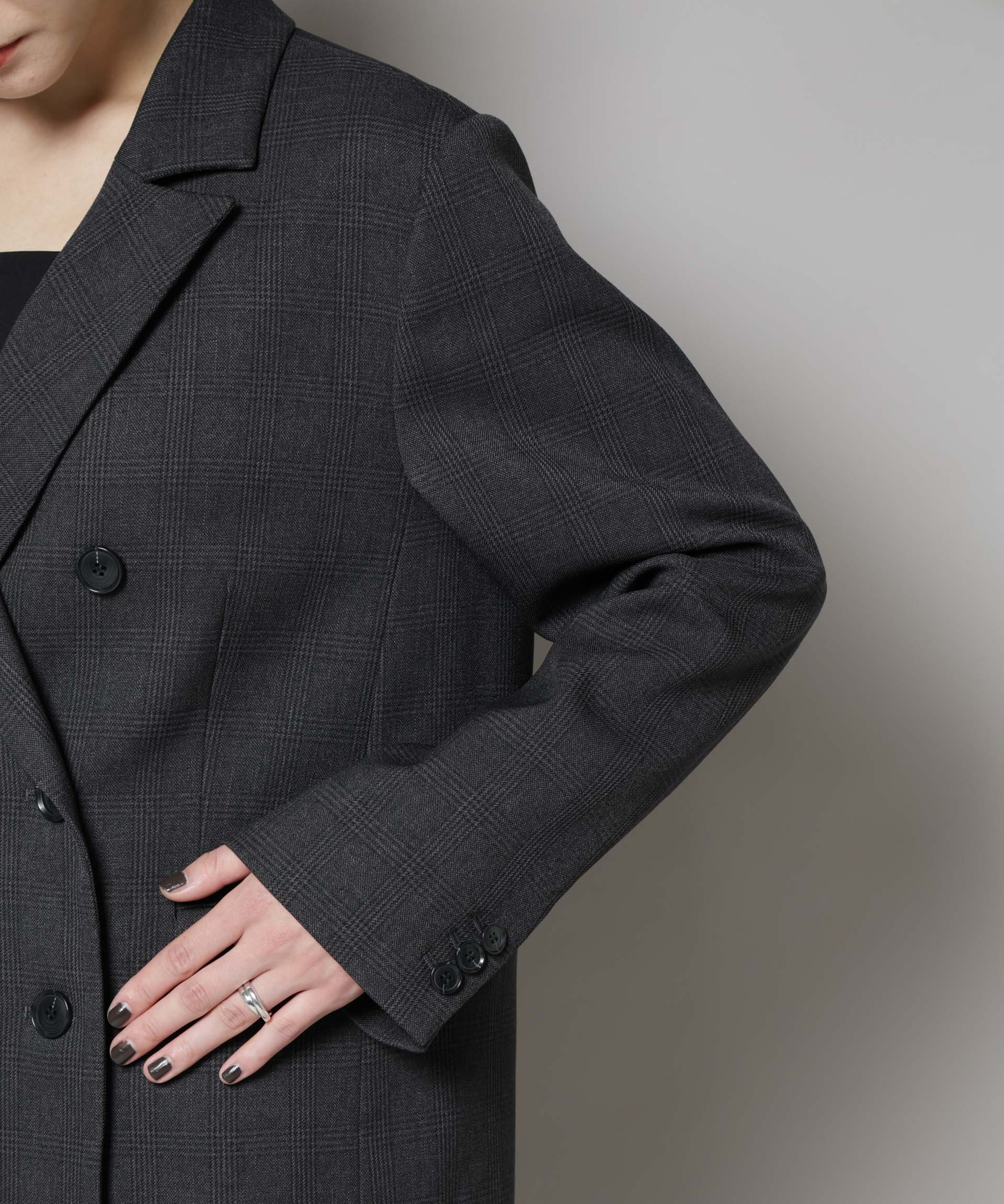 NANO universe｜ストレッチサージチェックダブルジャケット