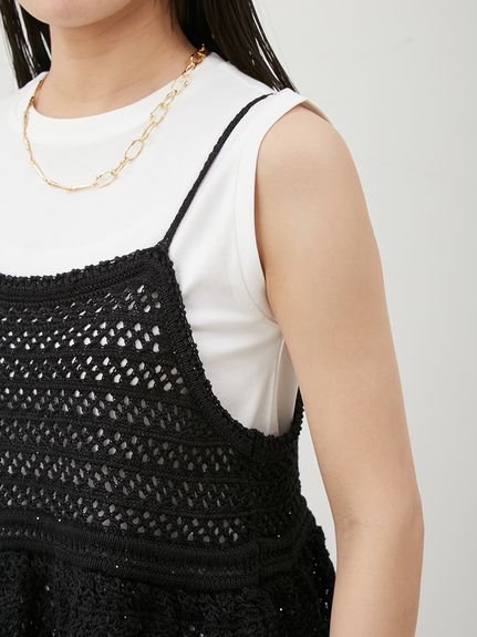 Mila Owen｜【ウォッシャブル】クロシェニットキャミ×ノースリトップス