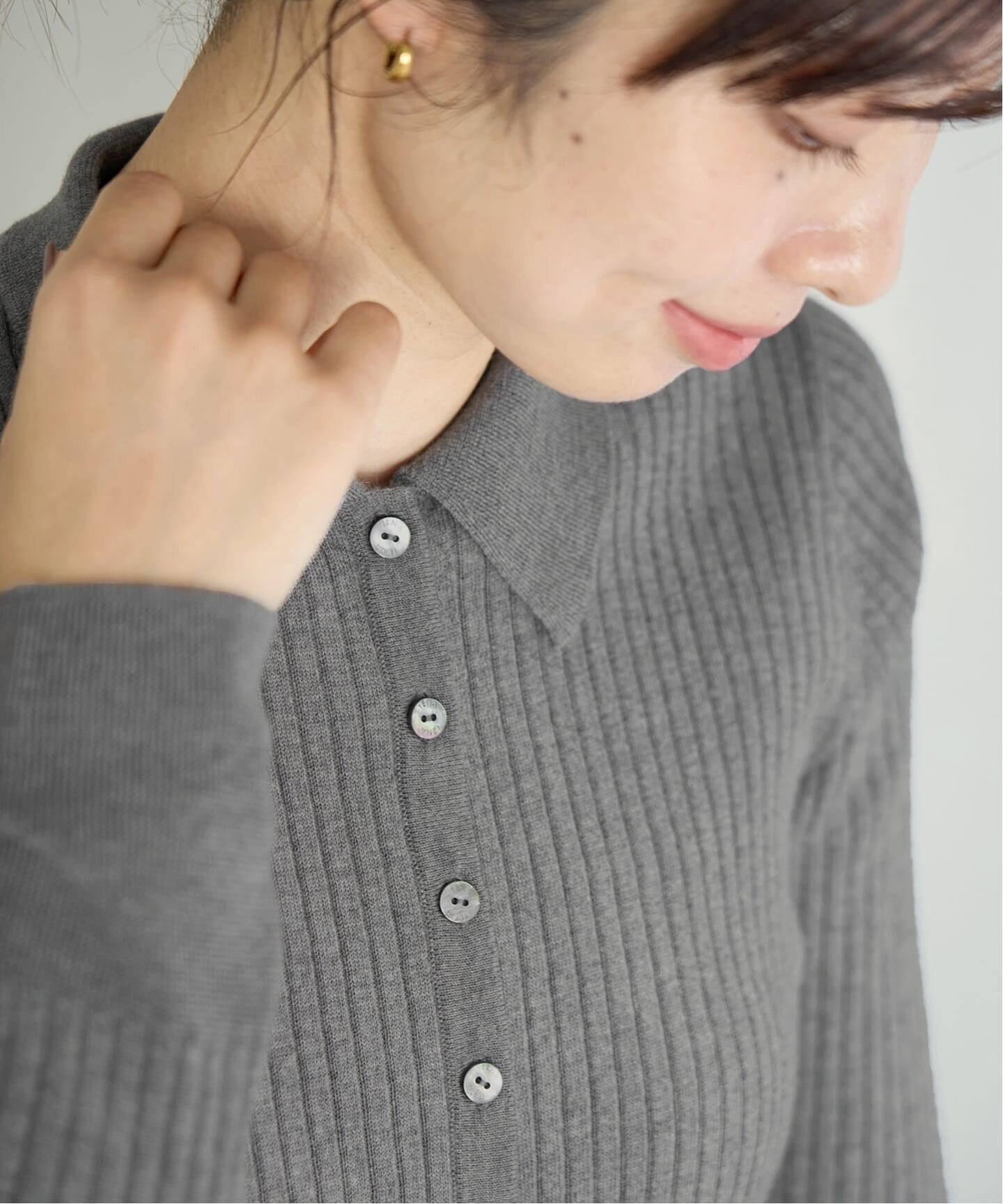 IENA｜EXメリノリブ ポロ襟カーディガン | Rakuten Fashion(楽天