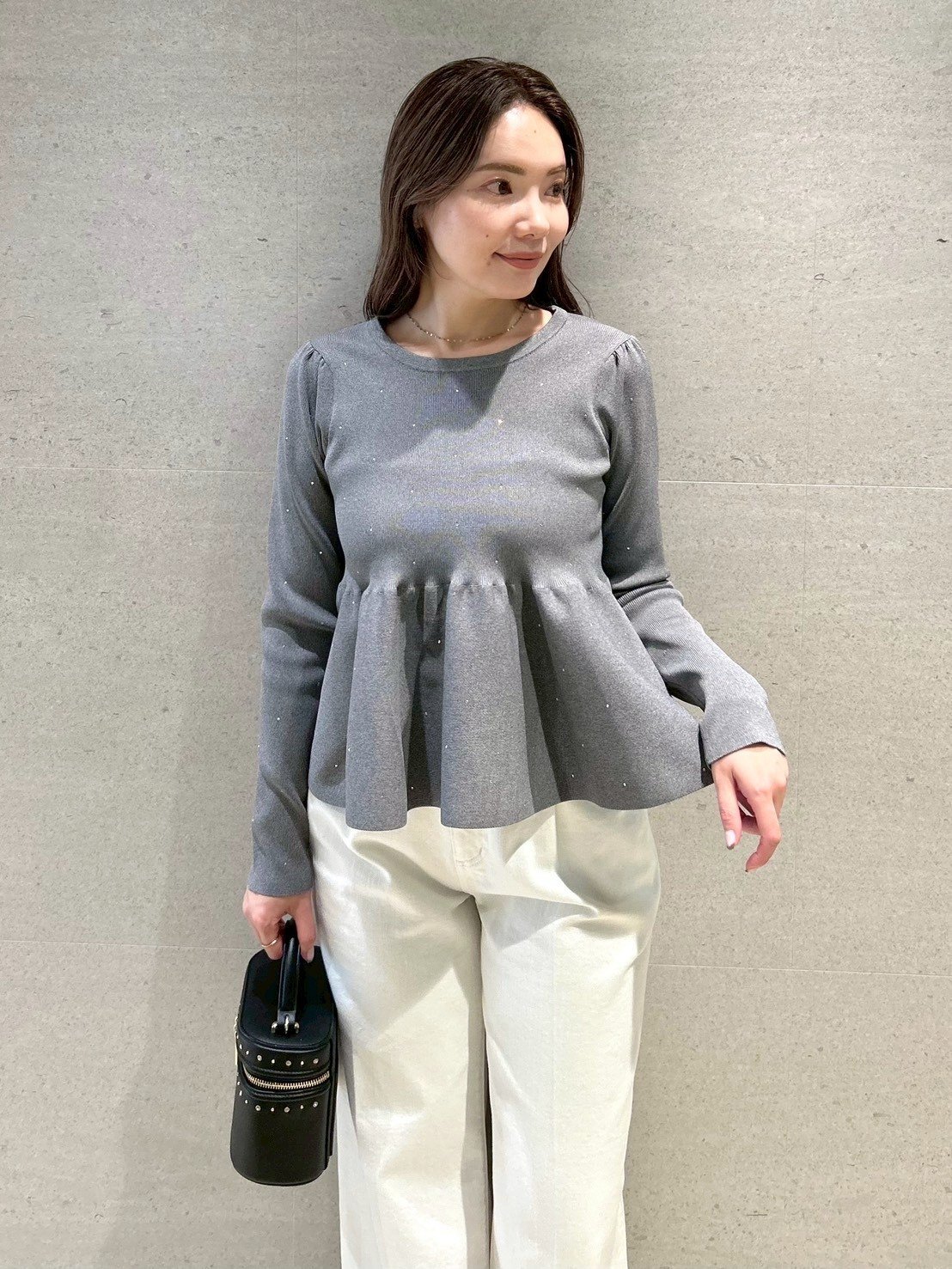 CELFORD｜【ウォッシャブル】ホットフィットビジューペプラムニット