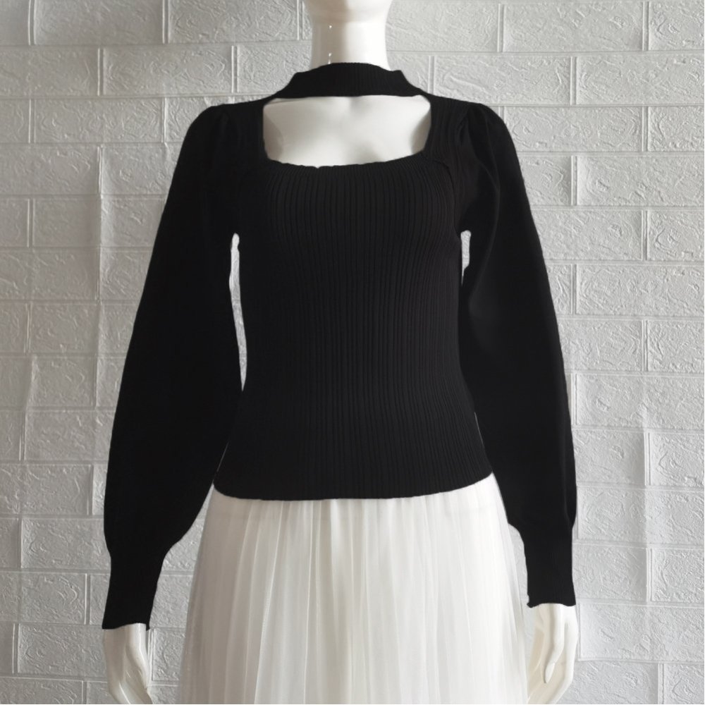 miniministore｜チョーカー風 リブニットトップス 韓国風 | Rakuten