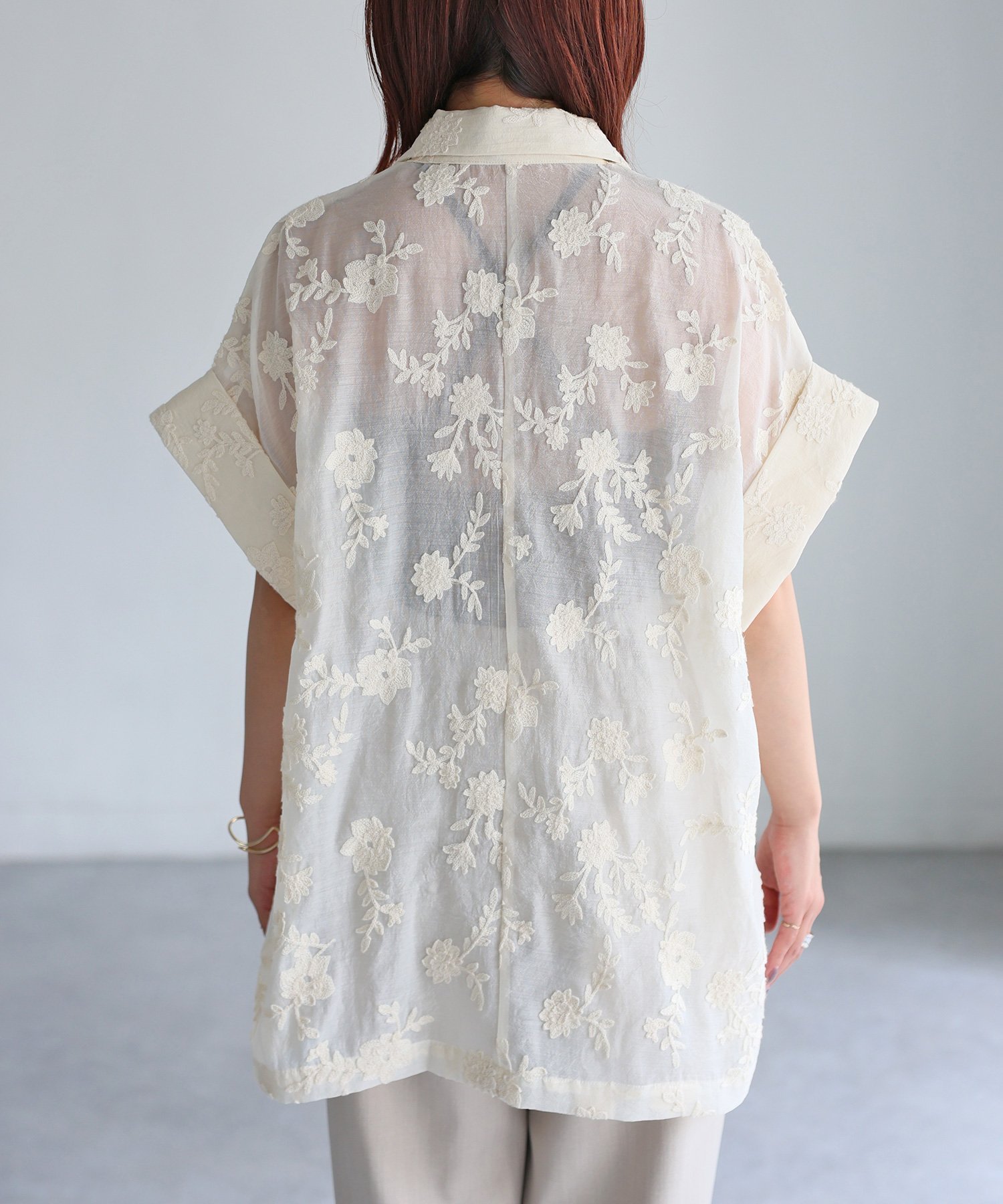 Riberry｜刺繍レース半袖シャツジャケット | Rakuten Fashion(楽天