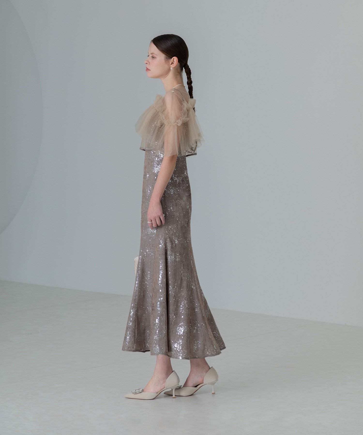 Leja｜LEJA-チュールフリルボレロペイントマーメイドワンピースドレス