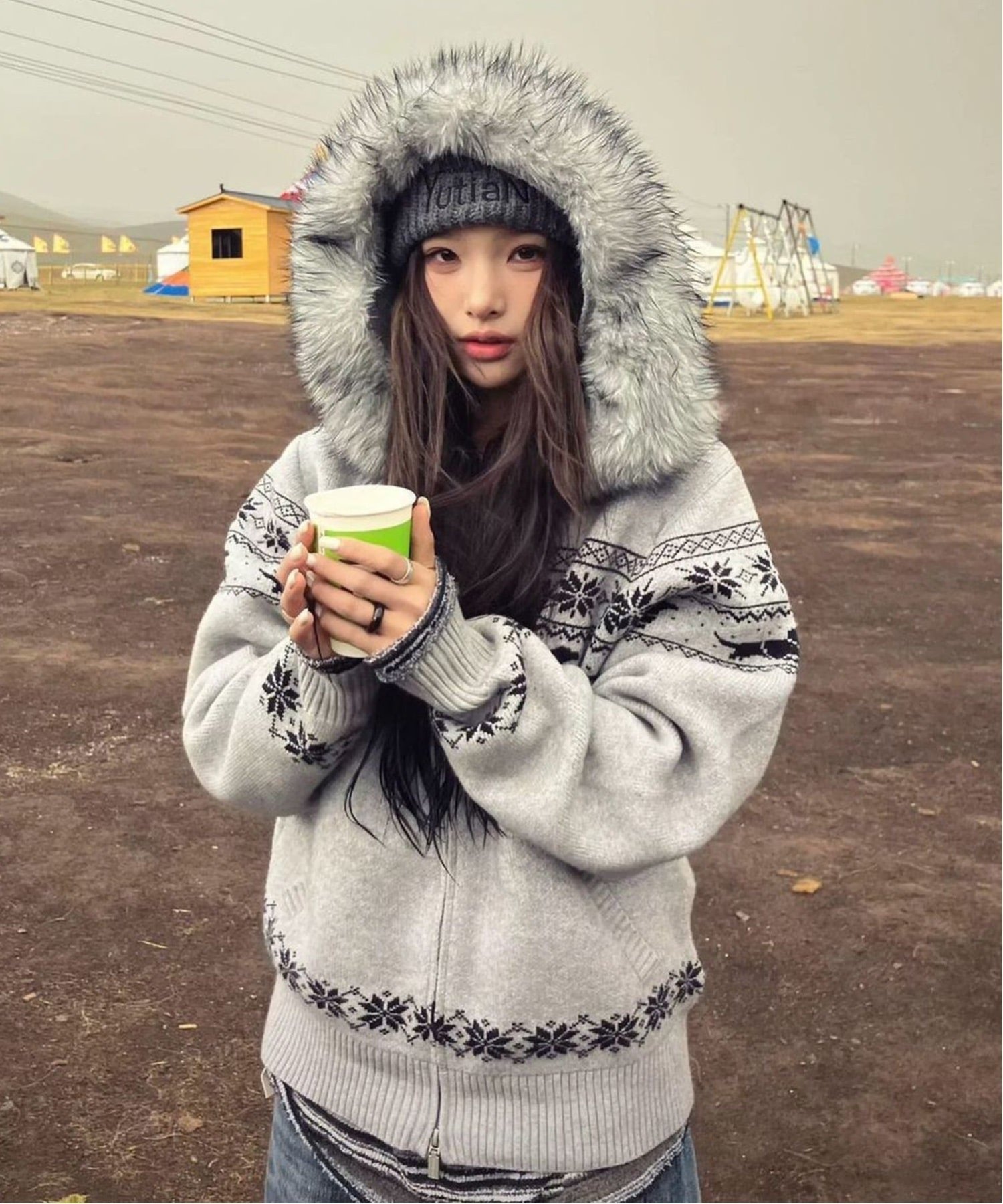 CERCA｜Chiina/(W)Chiina /ダブルジップ ノルディックニットファー