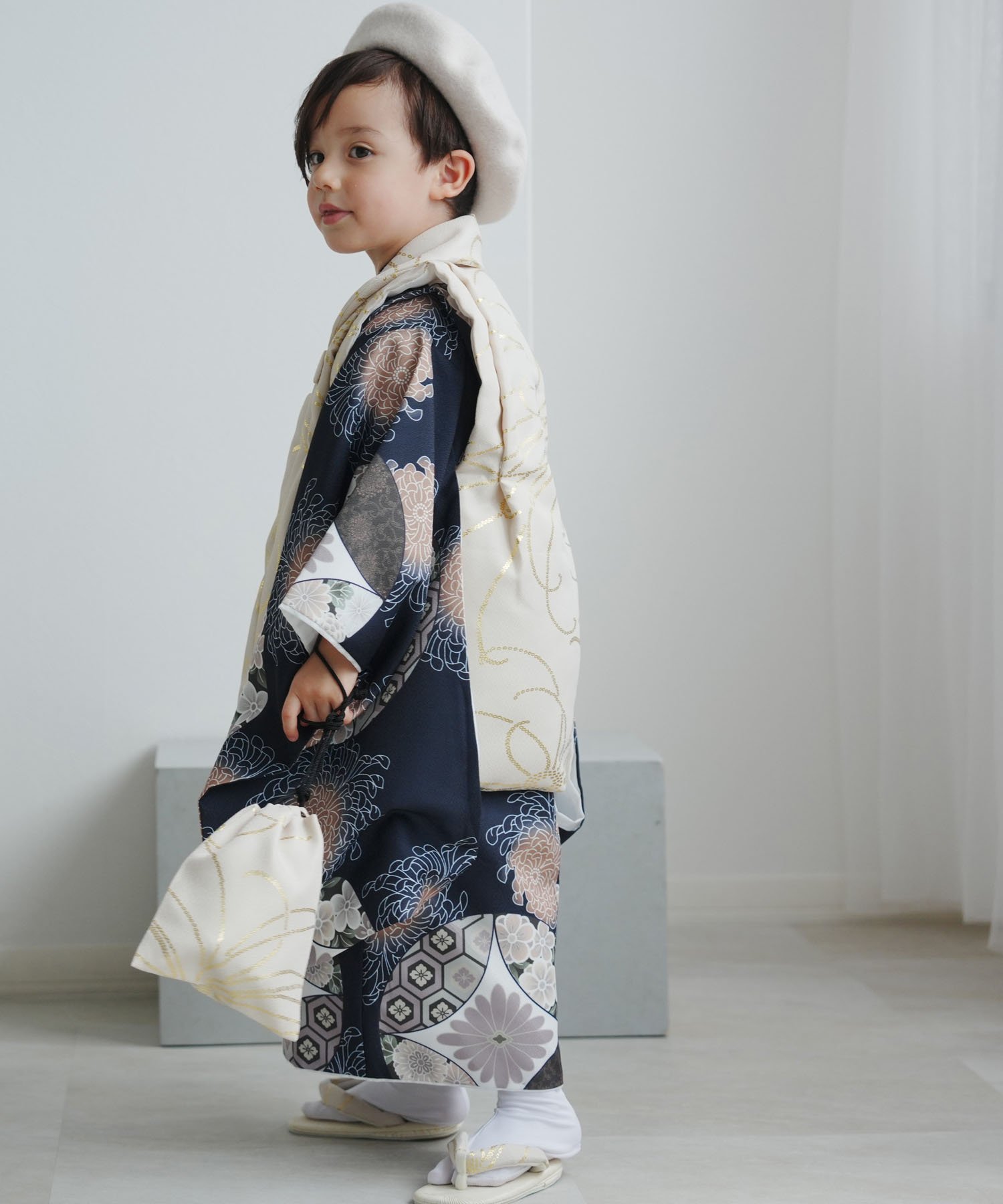 utatane｜ひよこ商店 七五三 着物 3歳 男の子 被布フルセット ベージュ