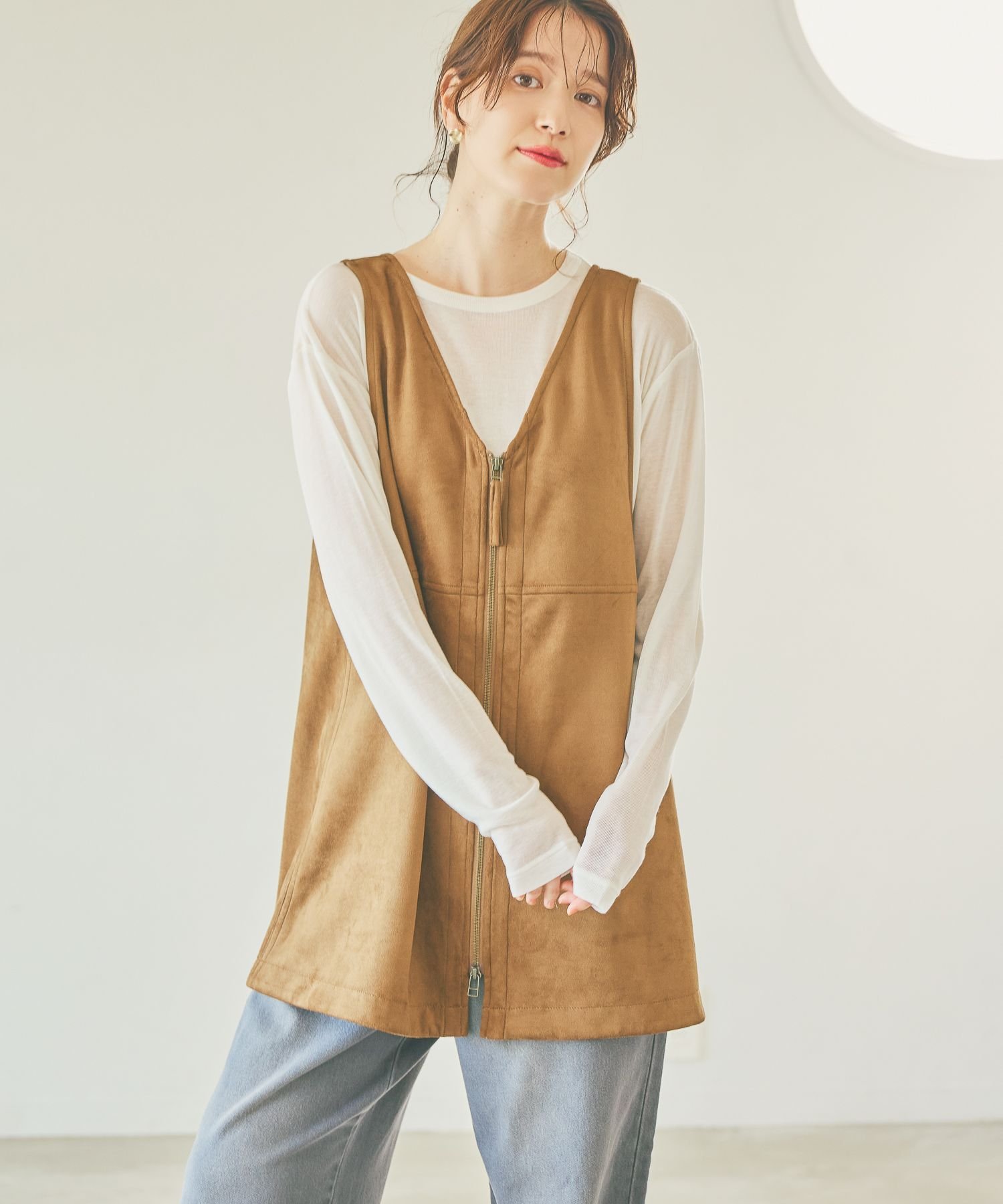 studio CLIP｜ダブルフロントフェイクスウェードジップベスト