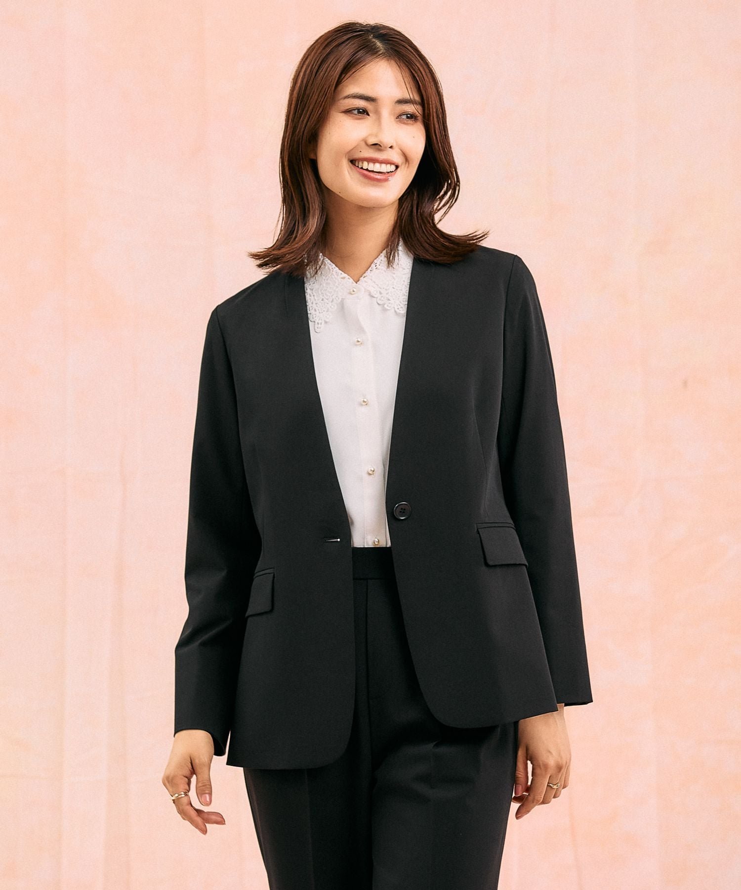 GLOBAL WORK｜ウツクシルエットノーカラージャケット/581021 | Rakuten