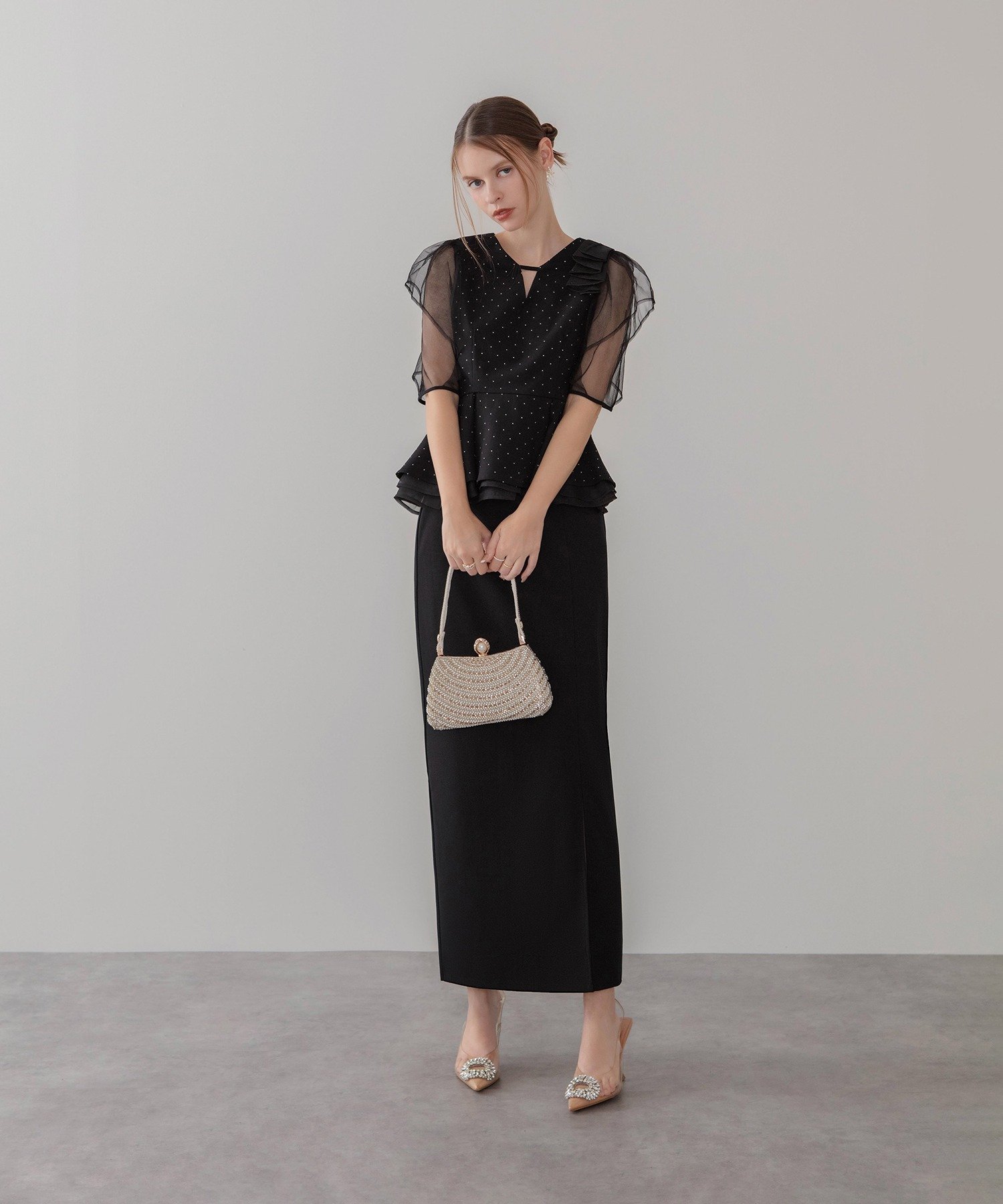 Leja｜Leja-ドットストーンチュールペプラムセパレートIラインドレス