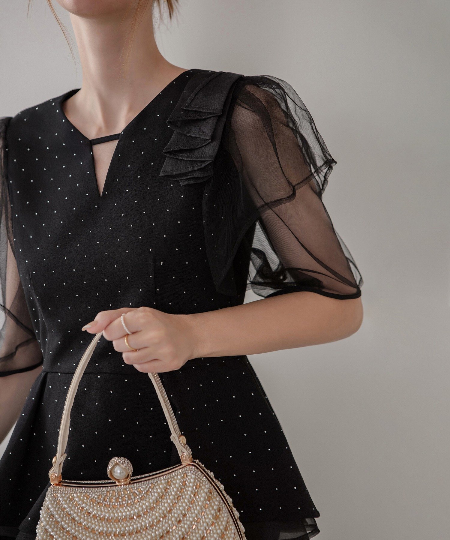 Leja｜Leja-ドットストーンチュールペプラムセパレートIラインドレス