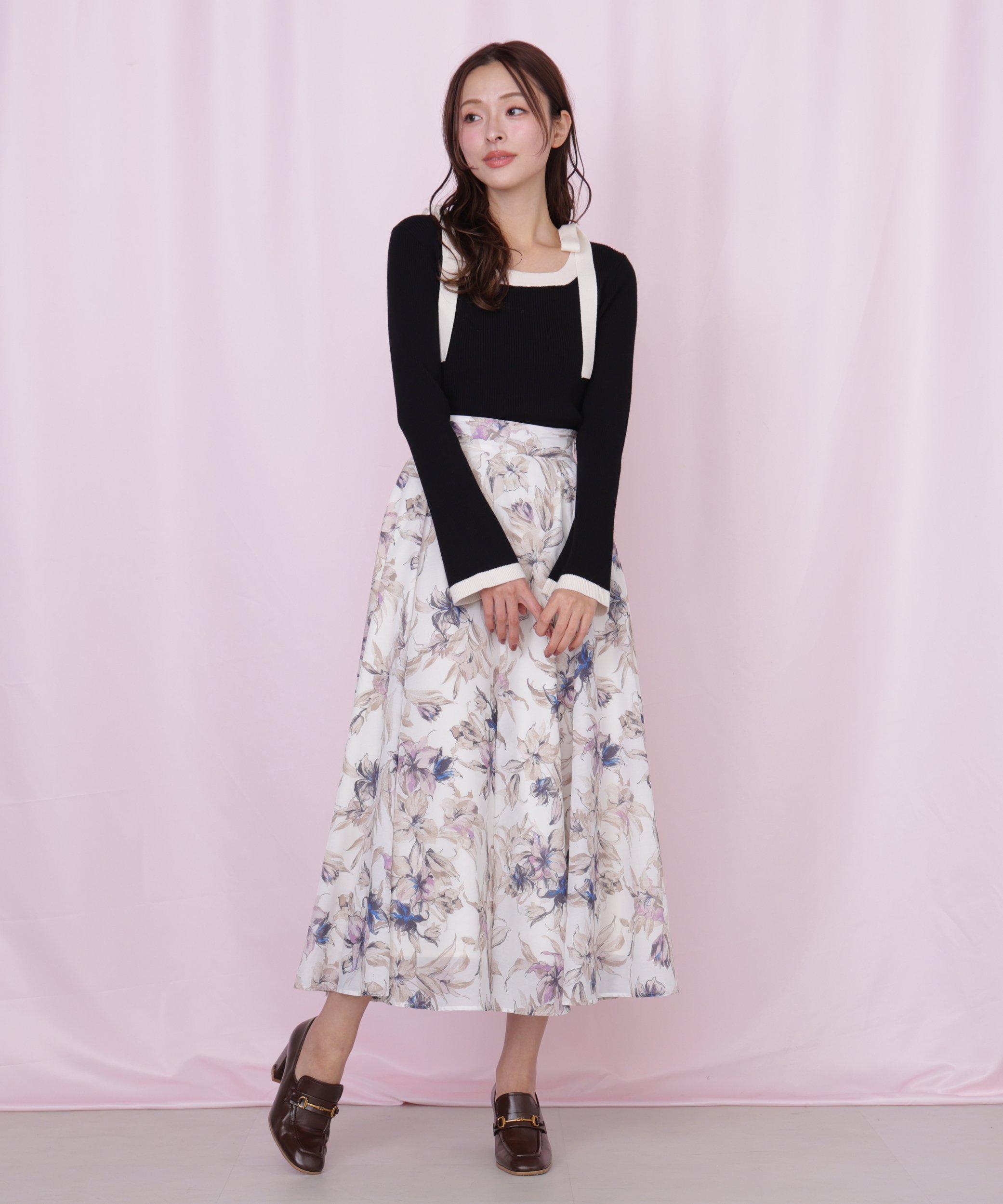 JILL by JILL STUART｜シアーアートフラワープリントスカート