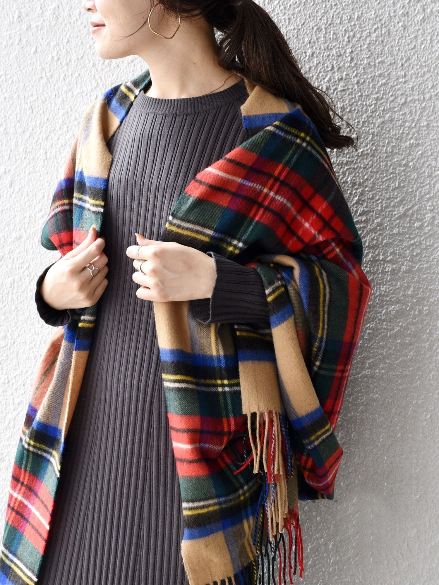 SHIPS｜【SHIPS別注】JOHNSTONS:カシミヤチェックストール | Rakuten