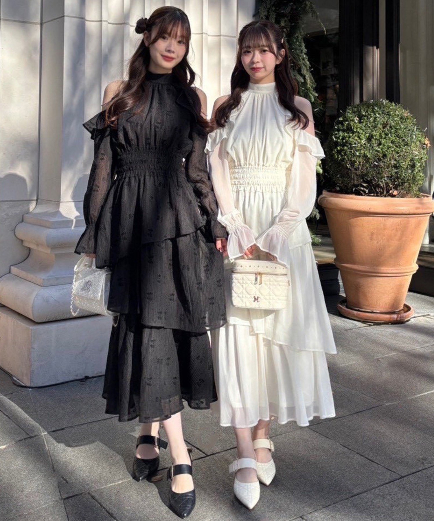 one after another NICE CLAUP｜アメスリティアードロングワンピース