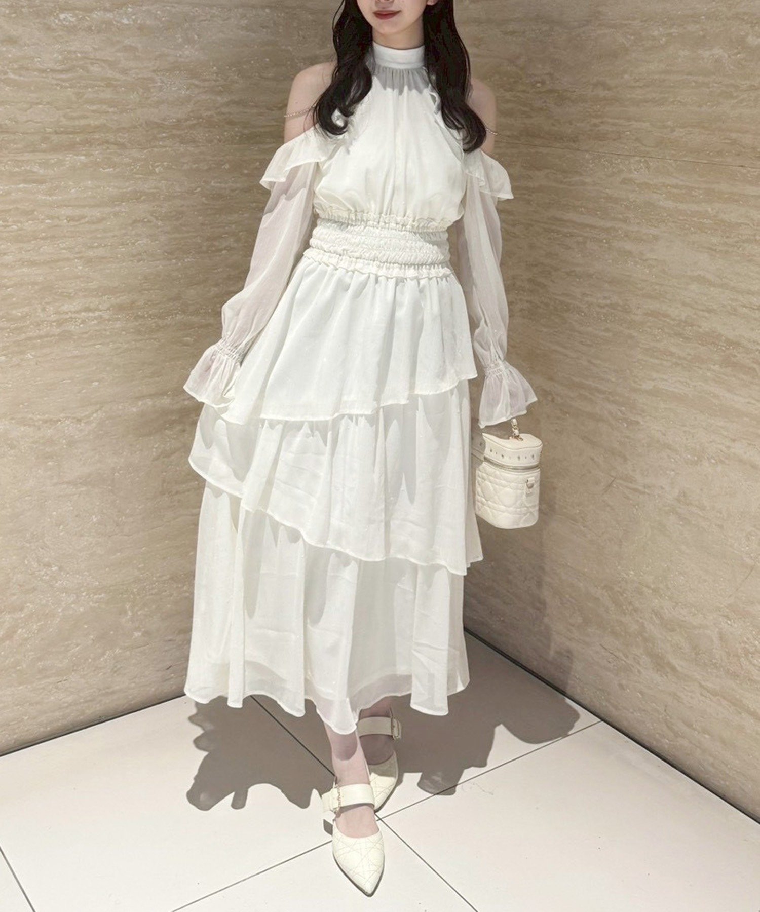 one after another NICE CLAUP｜アメスリティアードロングワンピース