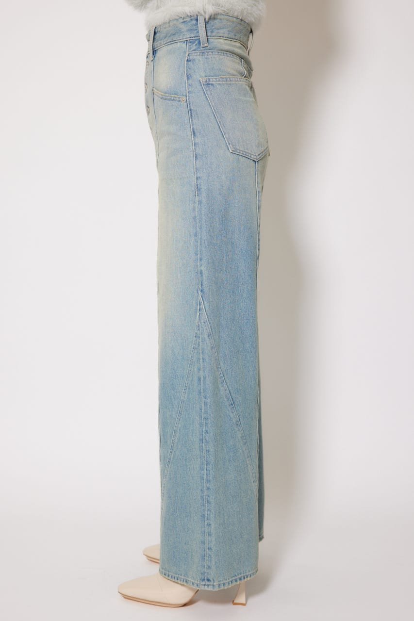 rienda｜フロントボタンデザインハイウエストデニムパンツ | Rakuten