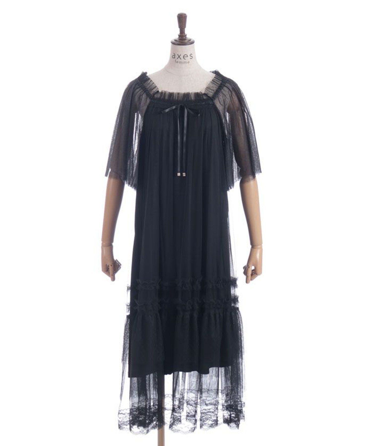 axes femme｜フレアスリーブチュールワンピース | Rakuten Fashion